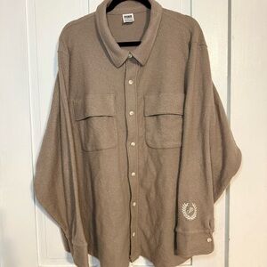 PINK Victoria's Secret Tan Fleece Shirt Jacket